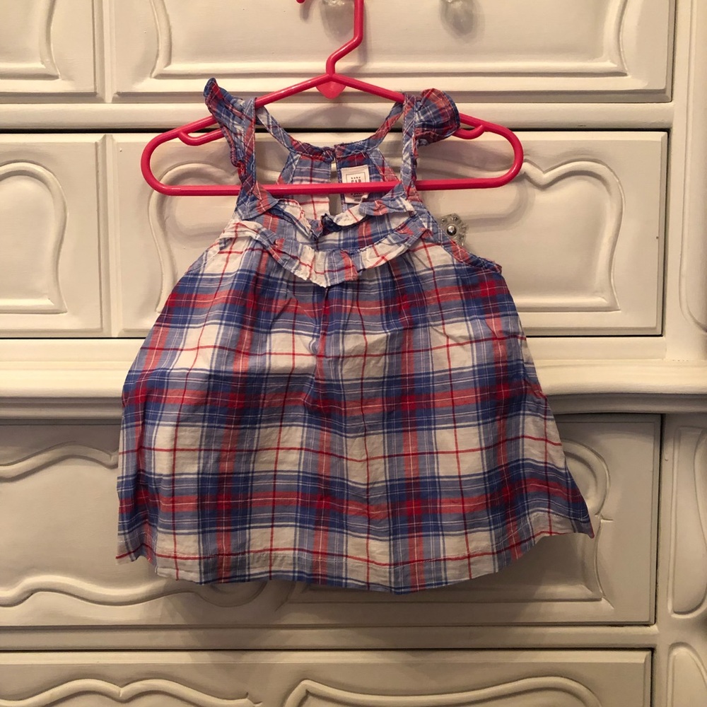 Red and blue plaid top